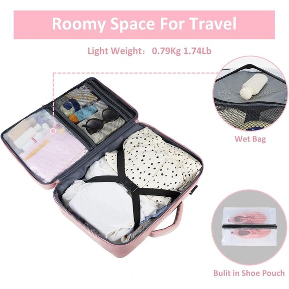 ✨Women Pink Travel Backpack with USB Charging Port & Shoe Pouch 15.6inch Bags
